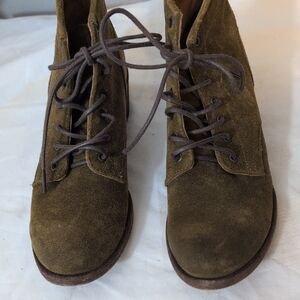 Brown Suede Lace-Up Ankle Boots